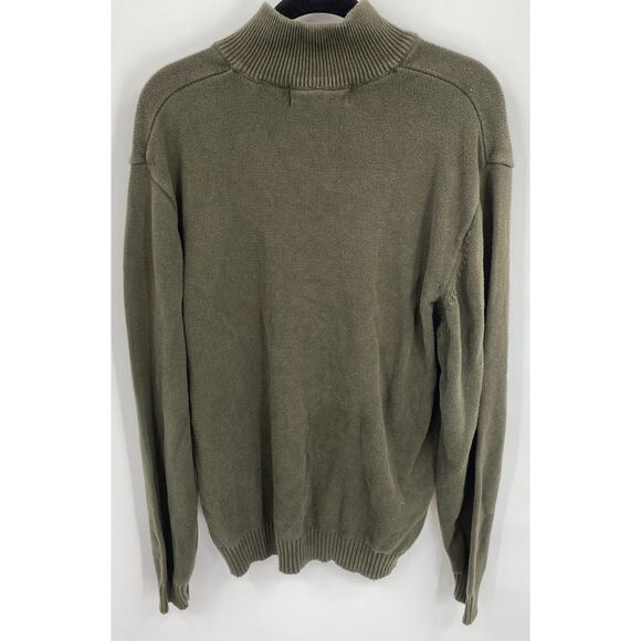 Vintage Oscar De La Renta Mens Large Green Cableknit Sweater Quarter Zip 90's - Picture 3 of 4